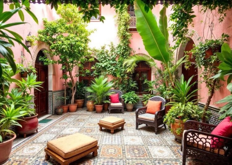 patio marocain verdoyant et legant 1806