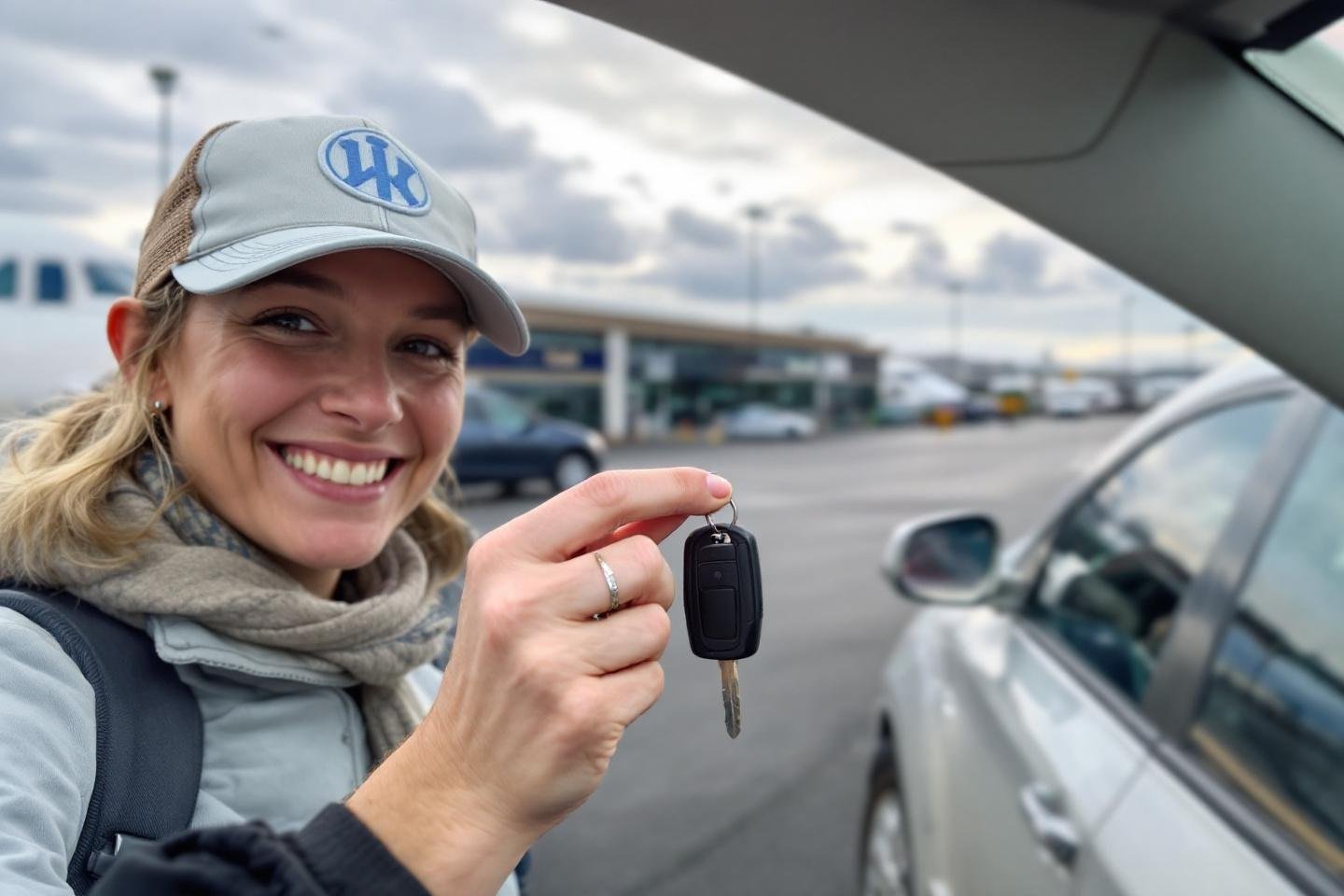 Complete guide to travel around Morocco with KiwiTaxi : airports, cities, and hotels Smiling worker with car key in parking lot