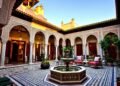 Elegant traditional Islamic architectural courtyard with fountain