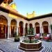Elegant traditional Islamic architectural courtyard with fountain